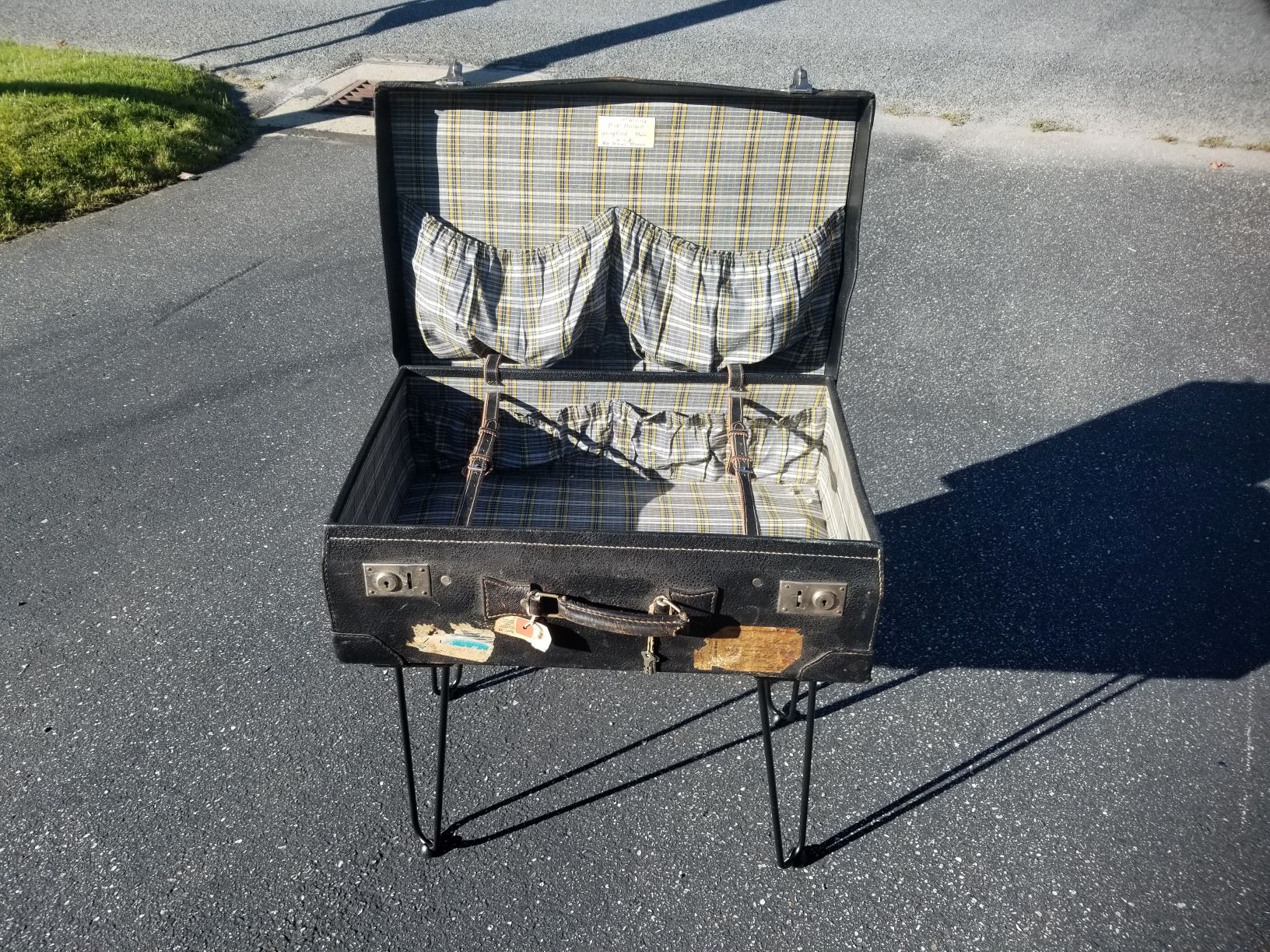 Vintage luggage open table